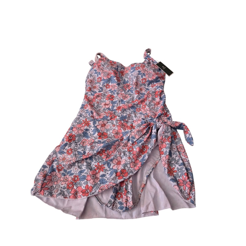 Eomenie Floral Swim Dress One Piece Swimsuit Pink Blue Sizeโ M NWT